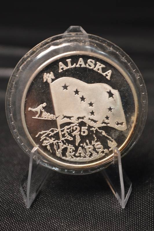 Johnson Matthey 1 oz Fine Silver Round & Alaska 25 Years