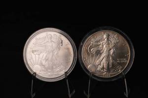 lot 18 image: 2010 And 1999 American Silver Eagle .999 1oz Silver Rounds