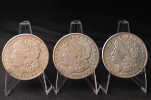 lot 24 image: Morgan Silver Dollars 1921-S - Lot of 3