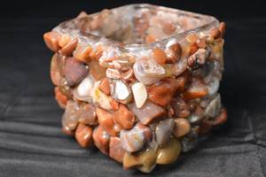 lot 65 image: Agate Mosaic Glass Cube Candle Holder