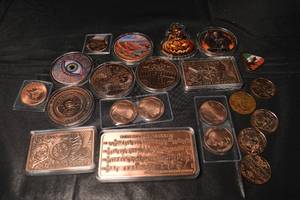 lot 70 image: AVDP Copper Rounds & Bars - Mixed Designs, 5 oz & 10 oz Collectible Copper