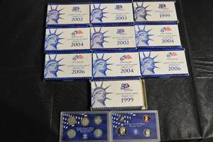lot 106 image: United States Mint Proof Sets - Mixed Years 1999, 2002-2006 Including 50 State Quarters