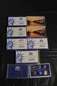 lot 109 image: Lot Of 9 United States Mint Proof Sets & State Quarters Lot - 2000s To 2021