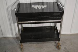 lot 159 image: MAC Tools Rolling Tool Cart - Black Powder-Coated Steel Cart on Casters