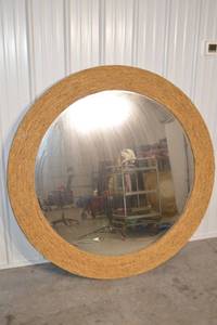 lot 165 image: 58-Inch Round Mirror With Natural Jute Rope Frame