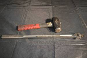lot 182 image: Crescent Breaker Bar 12 in Drive - 18 in Long & RedGray Grip Hammer