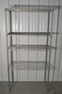 lot 206 image: Wire Shelving Unit - 4-Tier Chrome, 36in L x 18in W x 72in H
