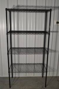 lot 210 image: Wire Shelving Unit - 4-Tier Black Steel 36 in L x 18 in W x 72 in H