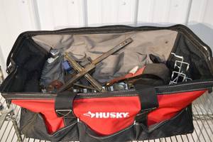 lot 270 image: Husky Tool Bag (RedBlack) With Assorted Hand Tools