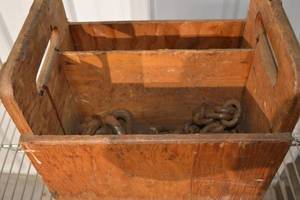 lot 273 image: Industrial Chain in Wooden Crate - Heavy-Duty Rusted Steel Chain
