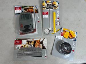 lot 35 image: New Taylor Cooking Thermometers, Fridge Thermometer, Digital Probe Thermometer, etc