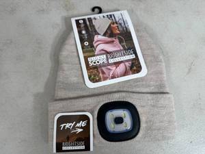 lot 65 image: New Night Owl Rechargeable LED Lighted Beanie Hat - Adult Beige