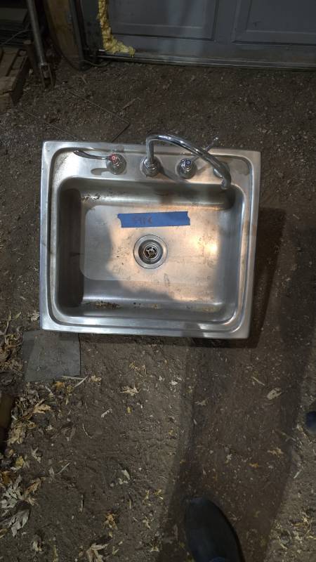 lot 12013 image: Stainless steel sink with faucet