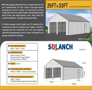SDLANCH 25x33 Double Stall High End Carport (SDL2533DGMS)