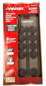 lot 6 image: Husky  8 ft. 10-Outlet Power Surge with Rubber Cover