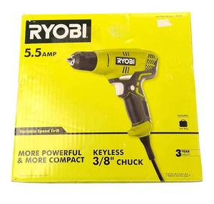 lot 7 image: Ryobi   Trigger Corded Power Drill 5.5 Amp 38 Inch 1,600 RPM Variable Speed