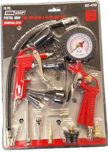 lot 20 image: Tool Shop   Pistol Grip Tire Inflator and Blow Gun Kit - 15 Piece