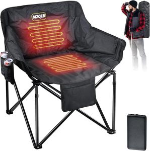 lot 34 image: MZQLN   Oversized Heated Camping Chair with Battery Pack and 3 Heat Levels, Portable Heated Folding Chair