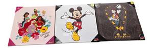 lot 70 image: Three Disney pictures on canvases Mickey Mouse, Disney Princess, and The Nightmare Before Christmas.
