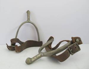lot 37 image: Antique US Marked 1911 Spurs - Signed A.B.&nbsp