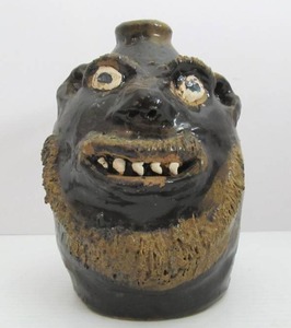 lot 64 image: Excellent Signed Stoneware Face Jug by Marie Rogers