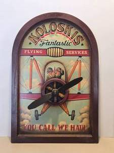 lot 107 image: Vintage Style Wooden Nautical Fantastic Flying Services Airplane Sign&nbsp