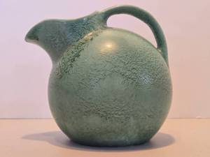 lot 109 image: Very Nicely Glazed RUM RILL Art Pottery Green Pitcher&nbsp