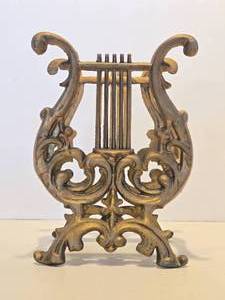 lot 121 image: Vintage Gilt Cast Iron Musical Magazine Rack or Sheet Music Holder