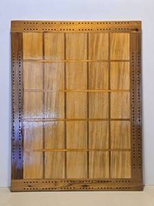 lot 122 image: Nice Large Handmade Multi-Wood Inlaid Cribbage Board