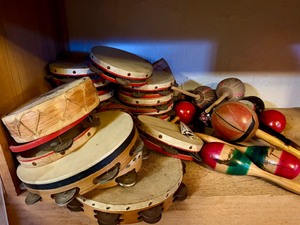 lot 146 image: Large Estate Lot of Old Vintage Tambourines &amp Maracas
