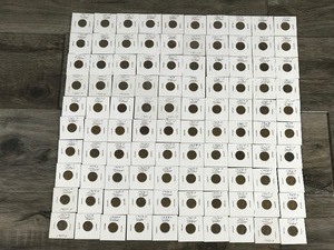 lot 215 image: Lot of 100 Wheat Pennies - See description for years