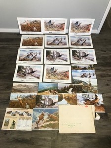 lot 226 image: 1984 Remington Wildlife Art Collection Prints and Calendar Pieces with Prints on the Backside