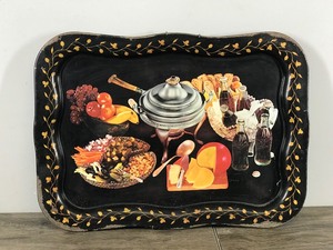 lot 235 image: Vintage Coca Cola Fondue Cheese Party Black Metal Tv Serving Tray