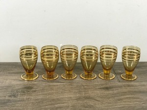 lot 239 image: Vtg Lot of 6 Czech Bohemian Gold Band Cordial Shot Glasses