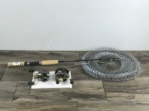 lot 244 image: 2 Fishing Reels - Fishing Rod & Metal Fish Basket