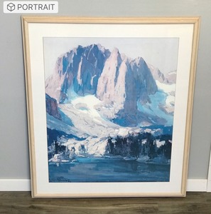 lot 249 image: Framed Print of Mountains overlooking a Lake by Franz A Bischoff