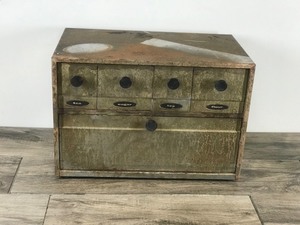 lot 287 image: Vintage Storage Cabinet Tea, Sugar, Flour and Bread Box