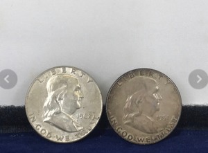 lot 299 image: 2 - Franklin Silver Half Dollars - see description for more info