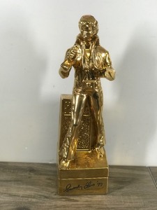 lot 313 image: VINTAGE ELVIS PRESLEY GOLD MCCORMICK WHISKEY DECANTER MUSIC BOX MY WAY 1977