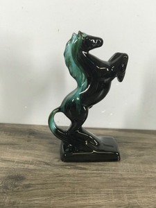 Vintage Drip Glazed Blue Mountain Pottery Stallion Horse