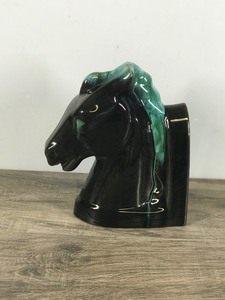 lot 367 image: Vintage Drip Glaze Blue Mountain Pottery Horse Head Book End