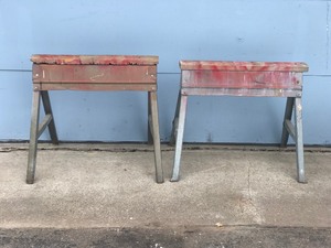 lot 21 image: Pair of Metal Folding Saw Horses