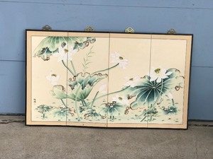 lot 15 image: Vintage Shanghai Byobu 4 Panel Folding Wall Art Screen