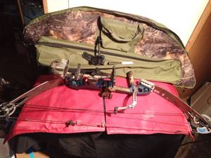 lot 28 image: Compound bow with case and accessories