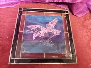lot 51 image: Stained glass duck picture