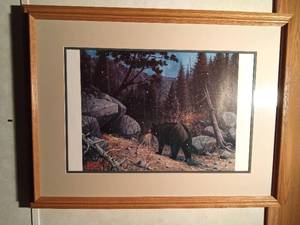 lot 102 image: Les Kouba signed framed bear print
