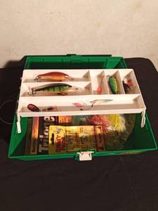 lot 133 image: Green Plano tackle box of tackle