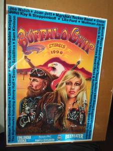 lot 153 image: 1990 framed Sturgis Buffalo Chip concert poster