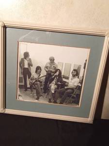 lot 160 image: Framed photo of Rod Stewart, Jeff Beck, Johnny Page