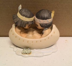lot 180 image: Precious Moments Figurine Many Moons in same canoe blessum you item#520772